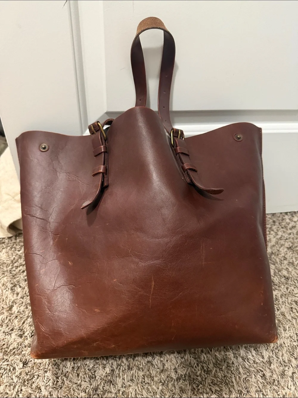 Madewell Classic Brown Leather Transport Tote Bag